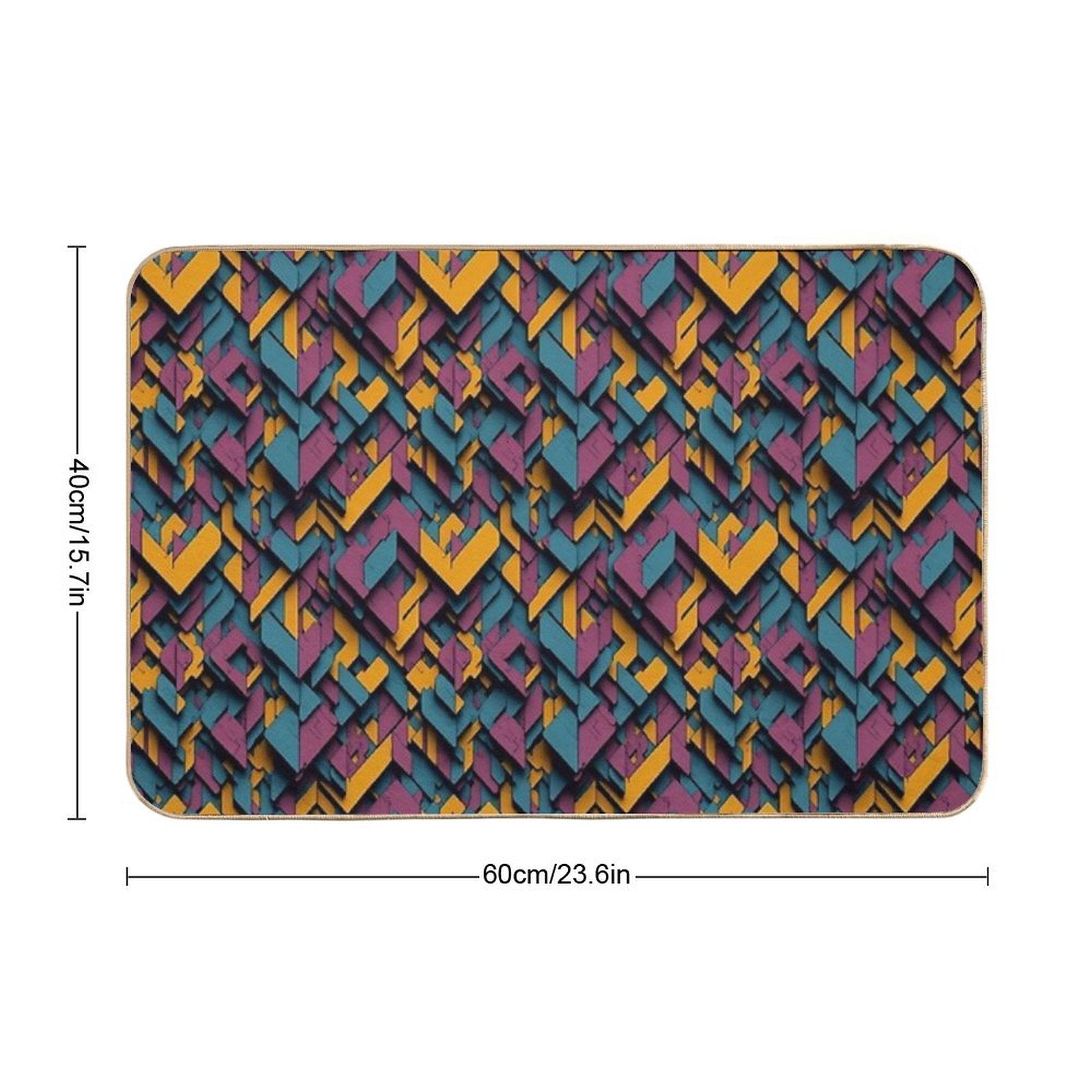 Retro-Inspired Geometric Blocks  Easy Maintenance Bath Mat