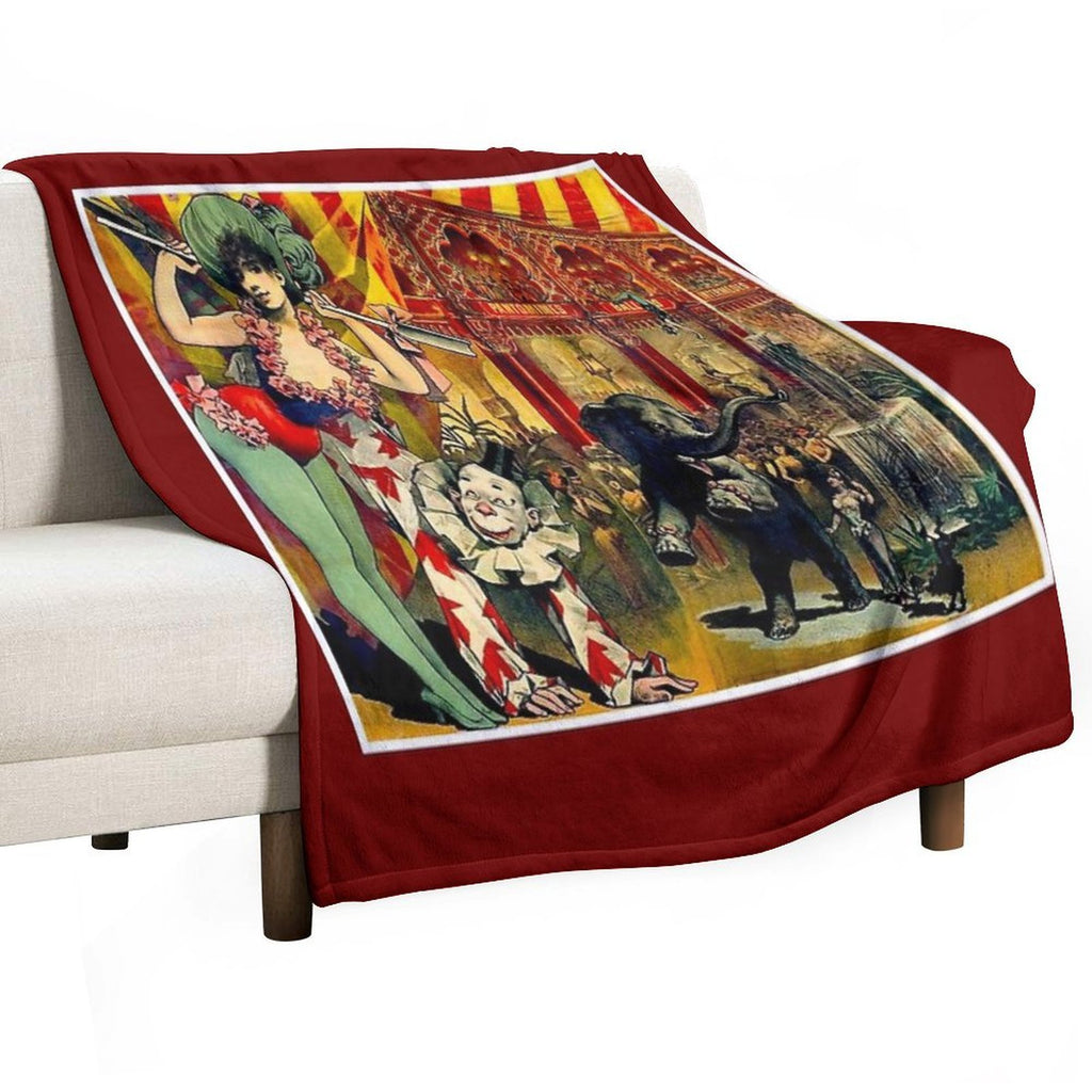 CIRCUS  Vintage 1890 Circus Advertising Print Velvety-soft Throw Blanket