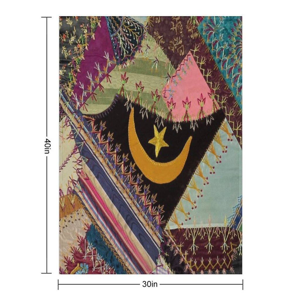 Antique Multicolor Crazy Quilt Premium Throw Blanket