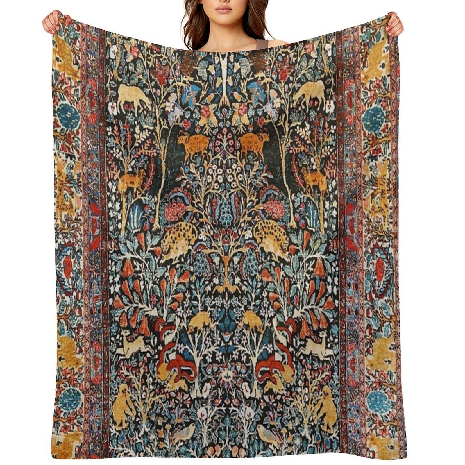 Antique Persian Carpet Print Premium Throw Blanket