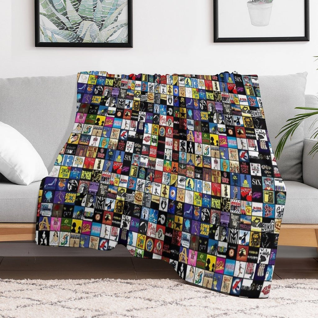 Broadway Musical Theatre Logos - Hand Drawn Sustainable Throw Blanket