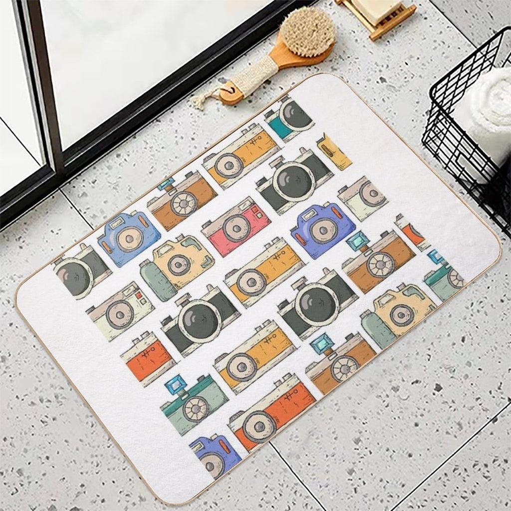 Retro Camera Pattern  Slip-Resistant Bath Mat