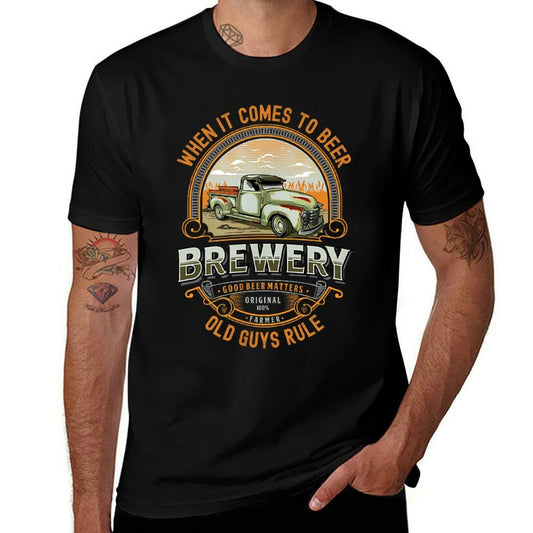 Mens Old Rule Funny Beer Guys Birthday Gift Old Man Rules  Summer-ready Fabric T-Shirt