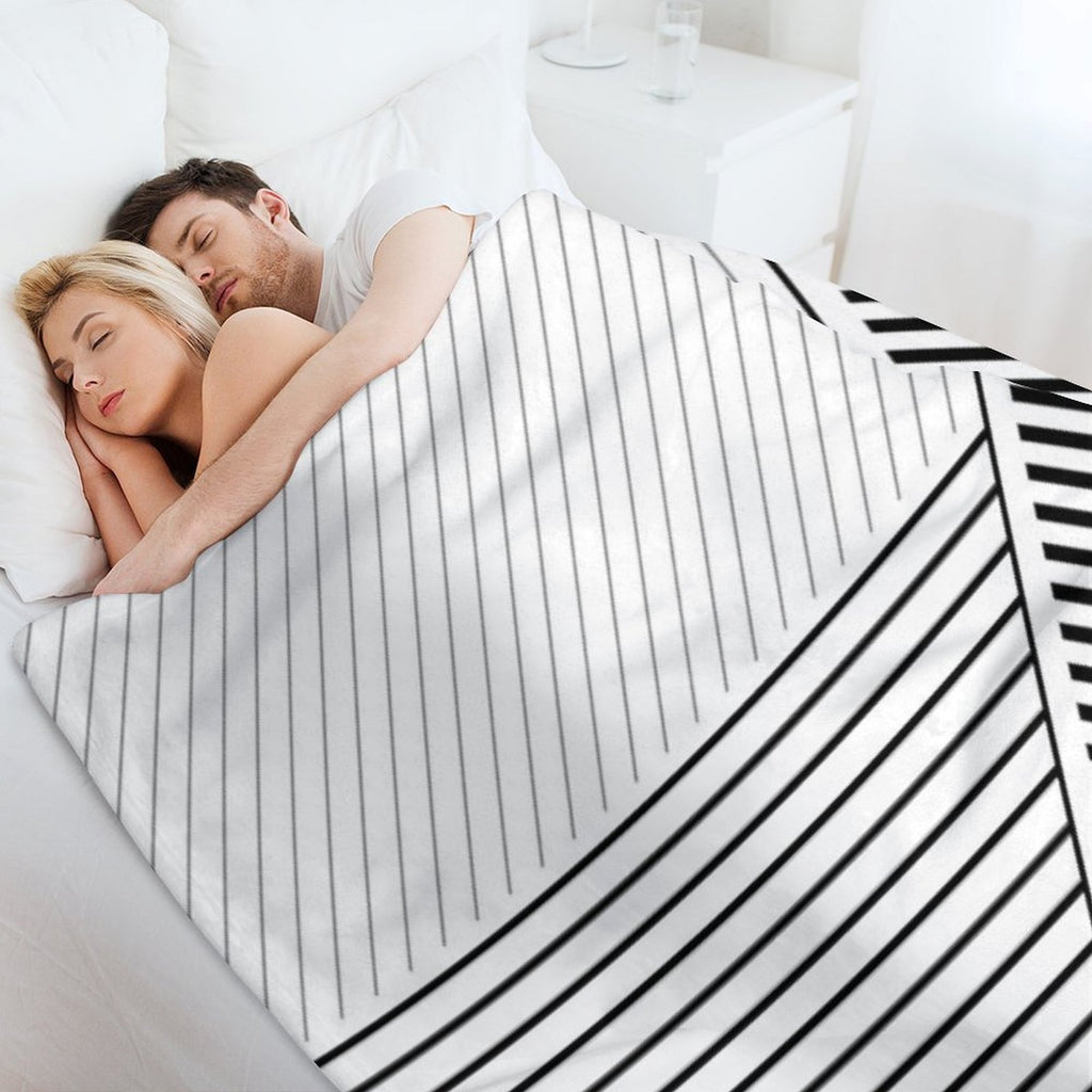 Black And White Geometric Lines Gift-ready Throw Blanket