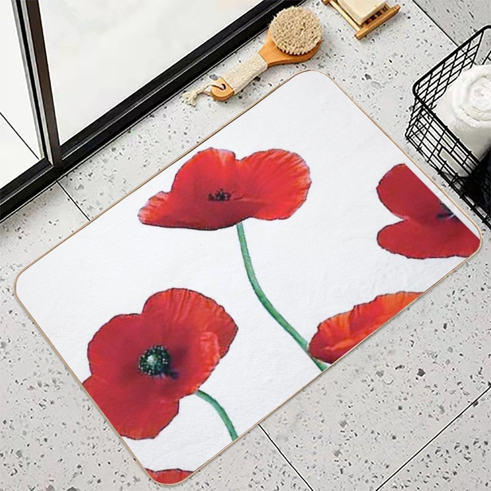 Poppies  Fade-Resistant Bath Mat