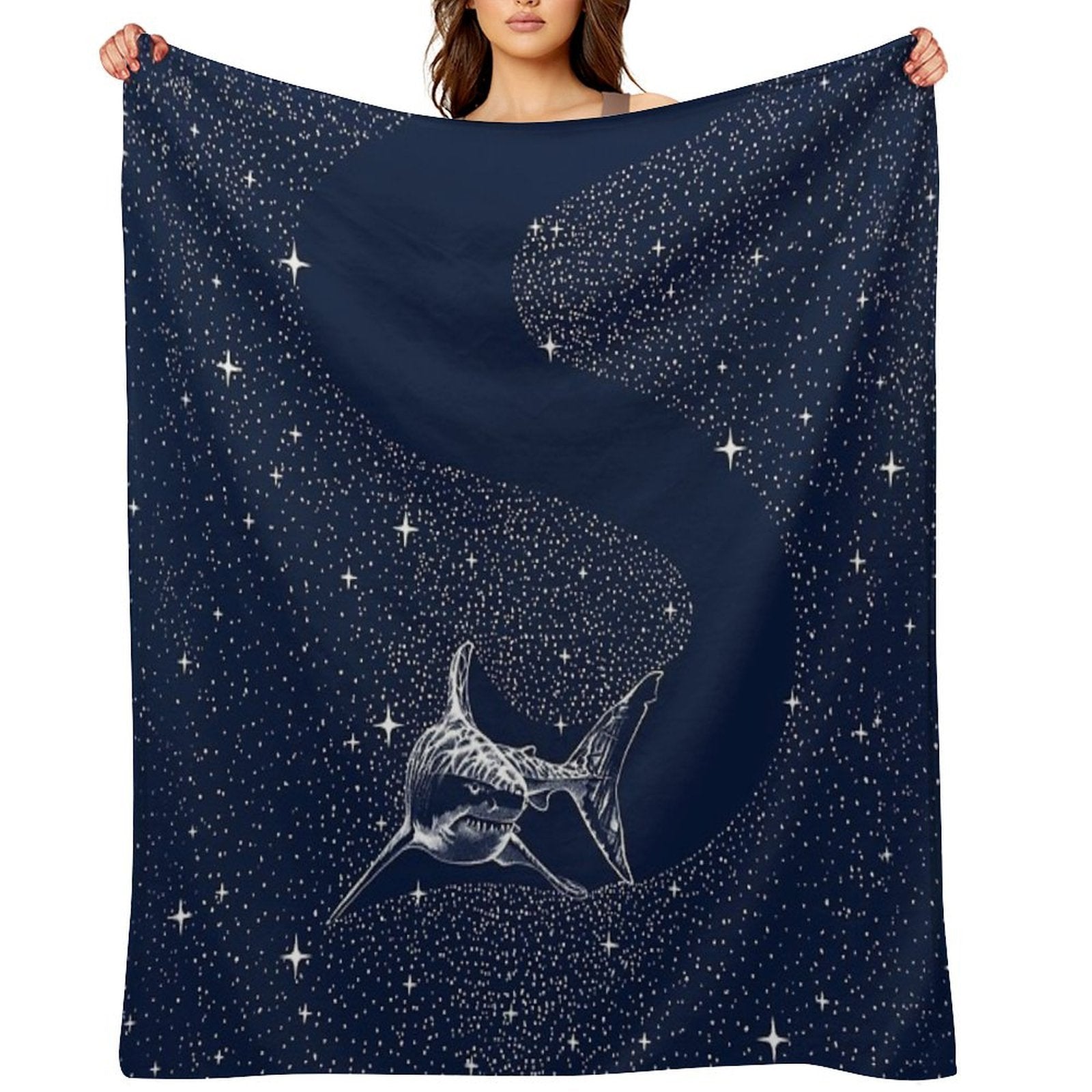 Starry Shark Quick-dry Throw Blanket
