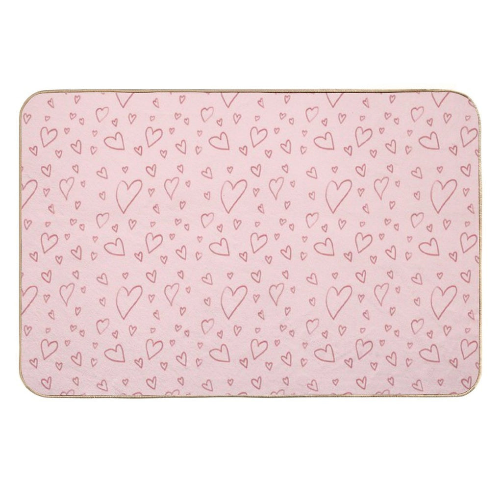 Cute Sweet Pink Hearts As Romantic Seamless Pattern Background Backdrop Wallpaper, Illustration of Love for Valentine's Day Durable Bath Mat