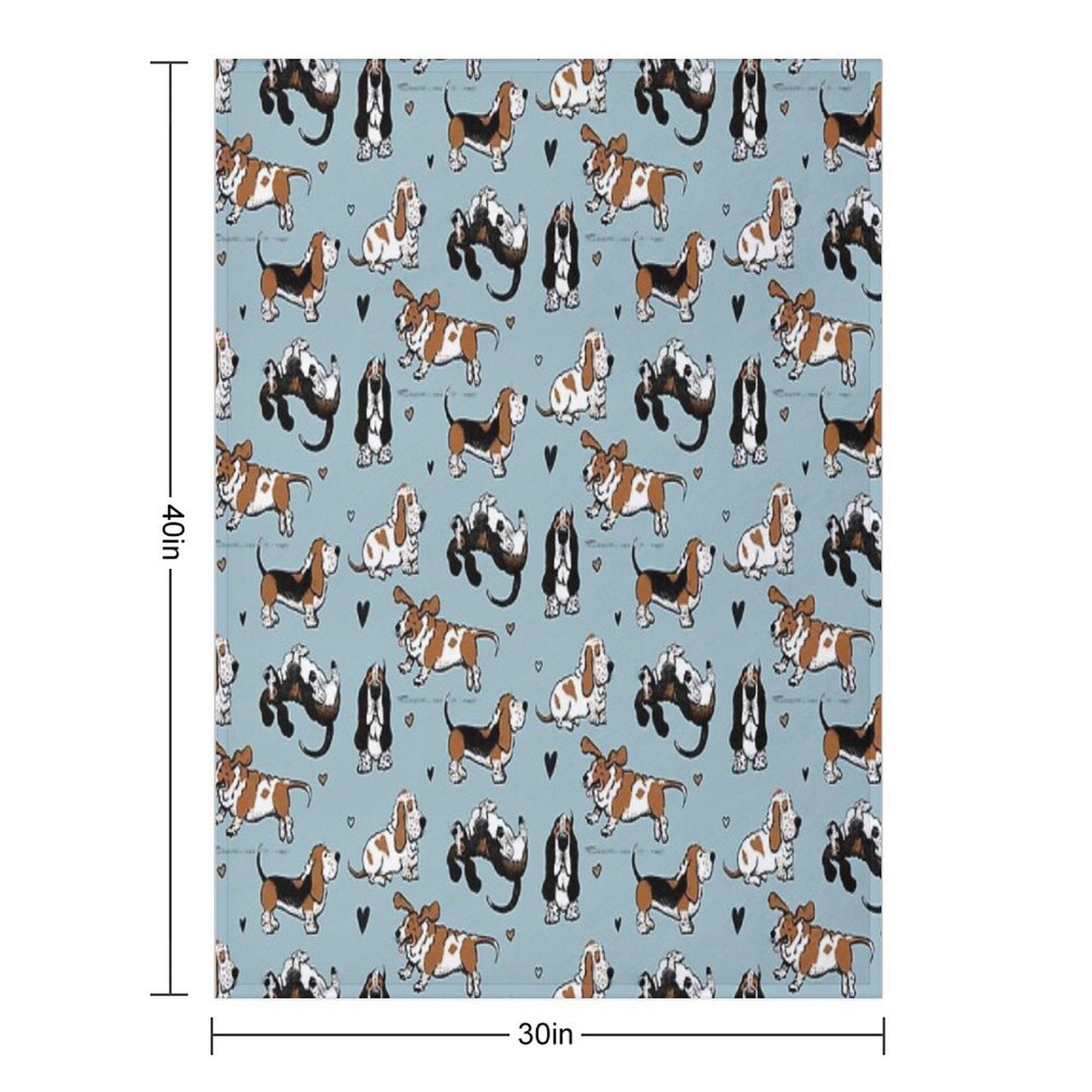 Basset Buddies on Blue Machine-washable Throw Blanket
