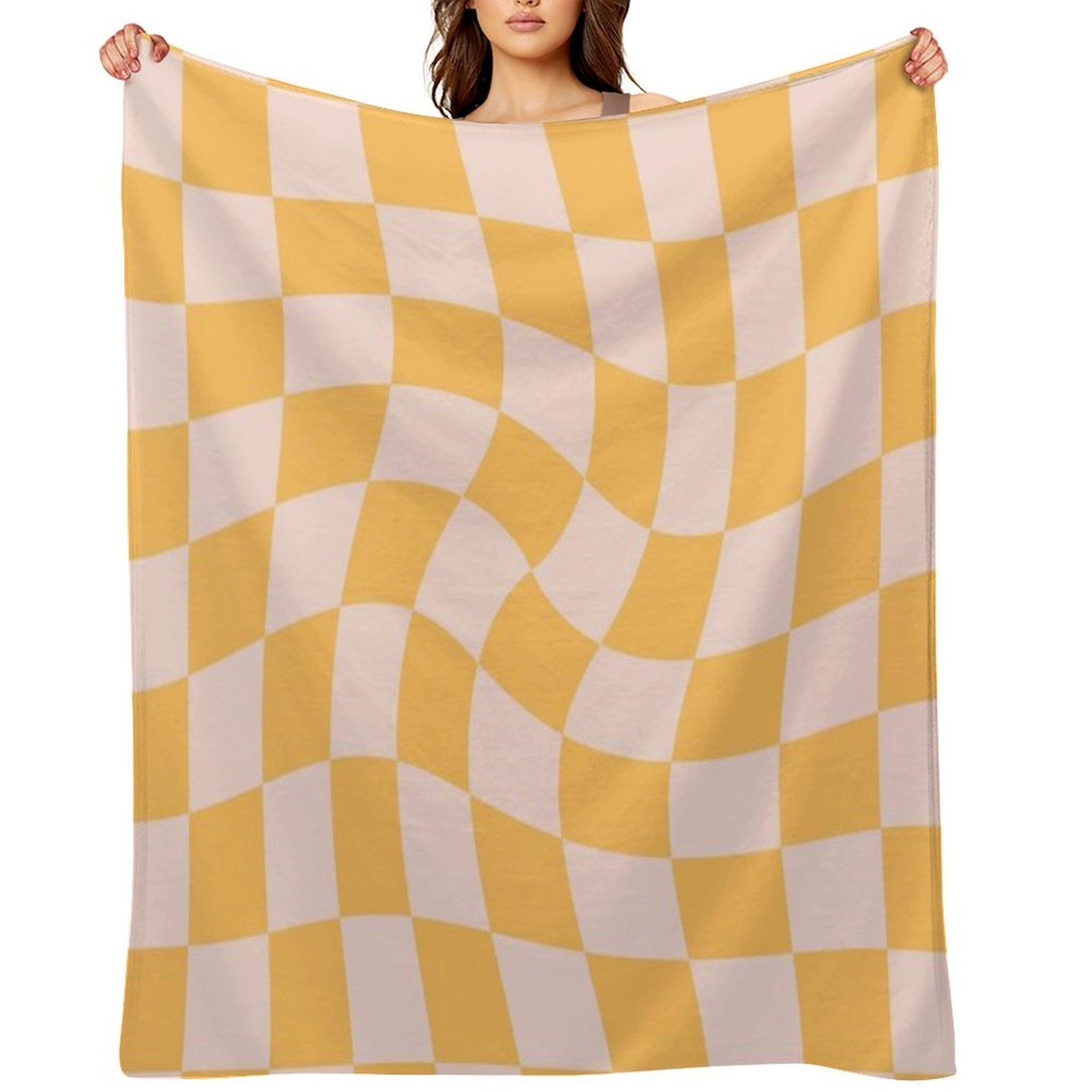 Check I - Yellow Twist Gift-ready Throw Blanket