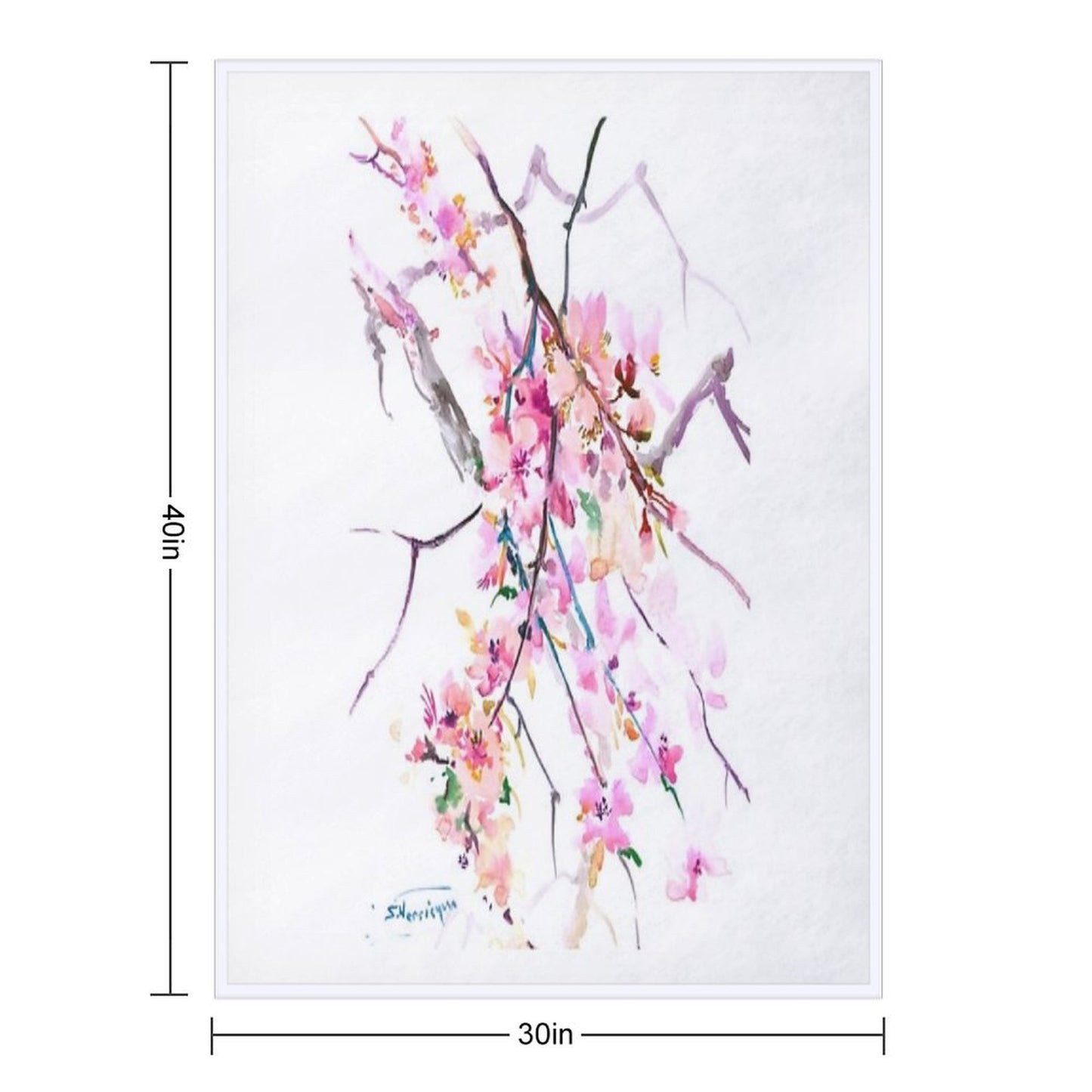 Cherry Blossom Anti-pilling Throw Blanket
