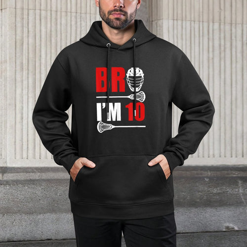 10th Birthday Boy Bro I'm 10 Year Old Lacrosse Theme Breathable Fabric Hoodie