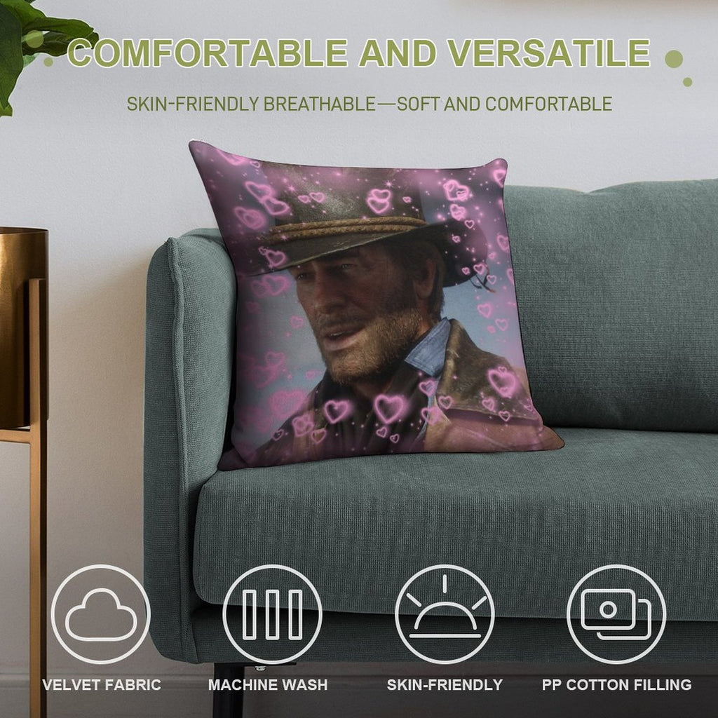 Arthur Morgan Hearts Soft Bedroom Essential Throw Pillow