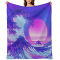 Aesthetic Great Wave Off Kanagawa Retro Vaporwave Multi-functional Throw Blanket