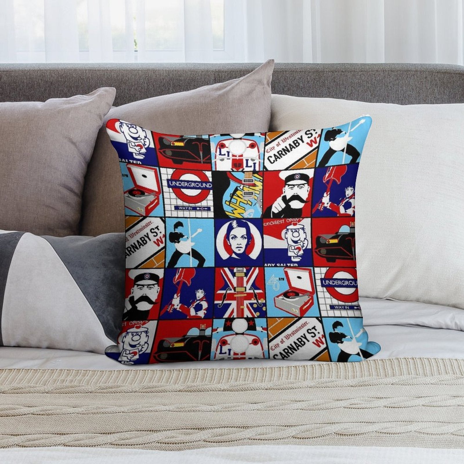 Iconic Mod Pop Art Soft Washable Throw Pillow