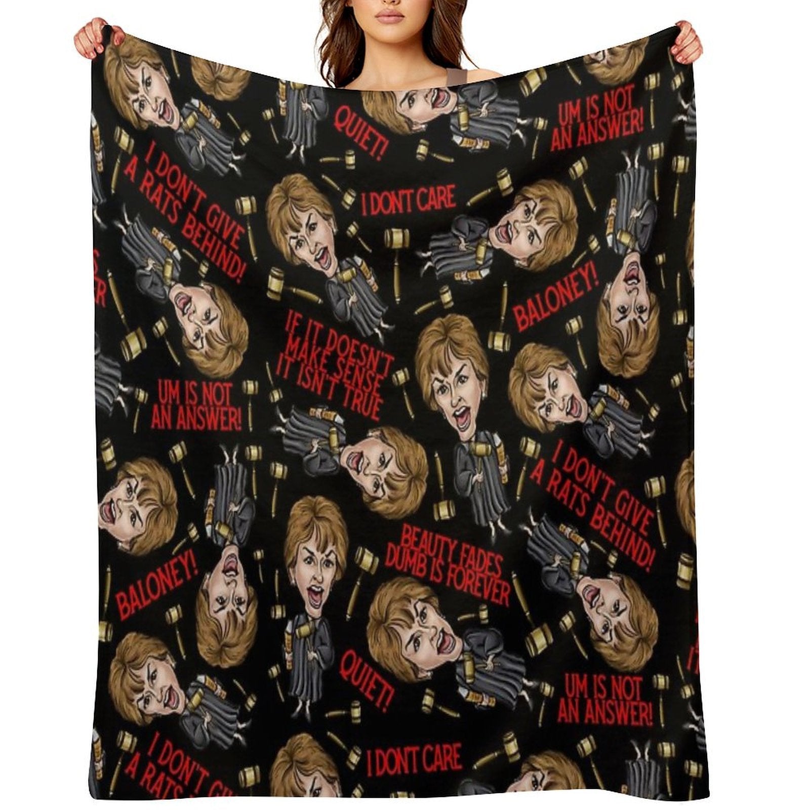 Black  Judge Judy Print Eco-conscious Throw Blanket