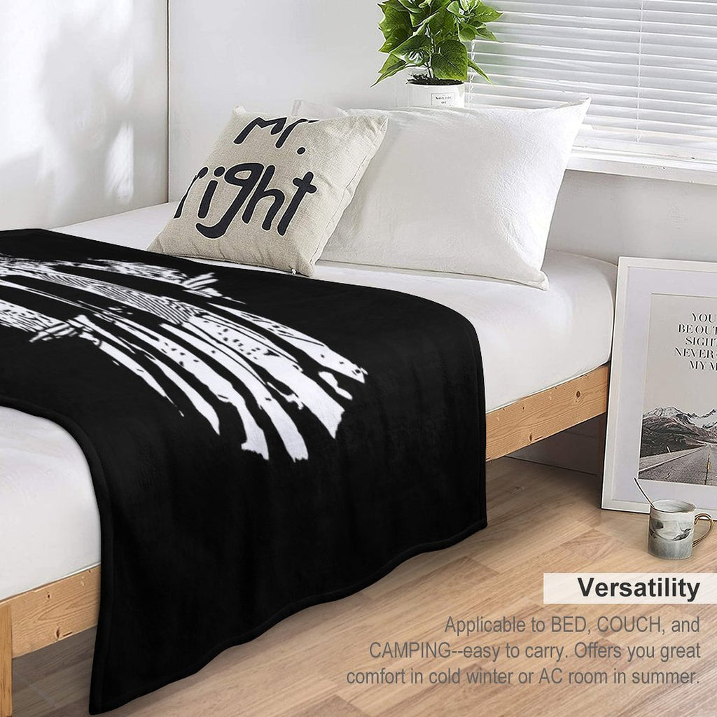 Garbage Band Painting Black And White Four Member Plush Throw Blanket