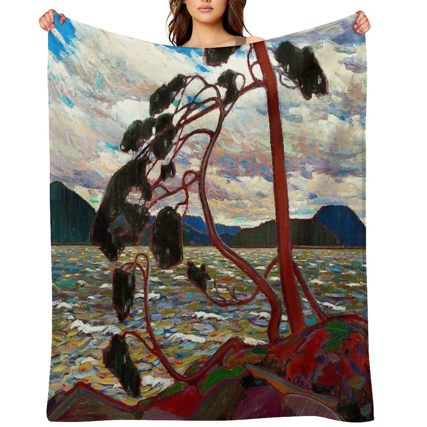 WEST WIND  Vintage 1919 Tom Thomson Algonquin Park Art Print Wrinkle-free Throw Blanket