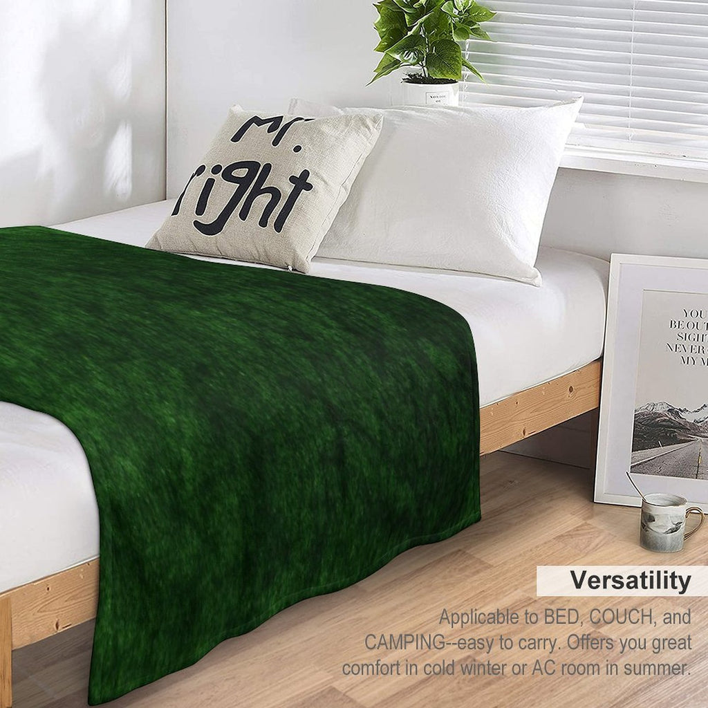 Emerald Green Grass Velvet  Texture Easy Care Throw Blanket