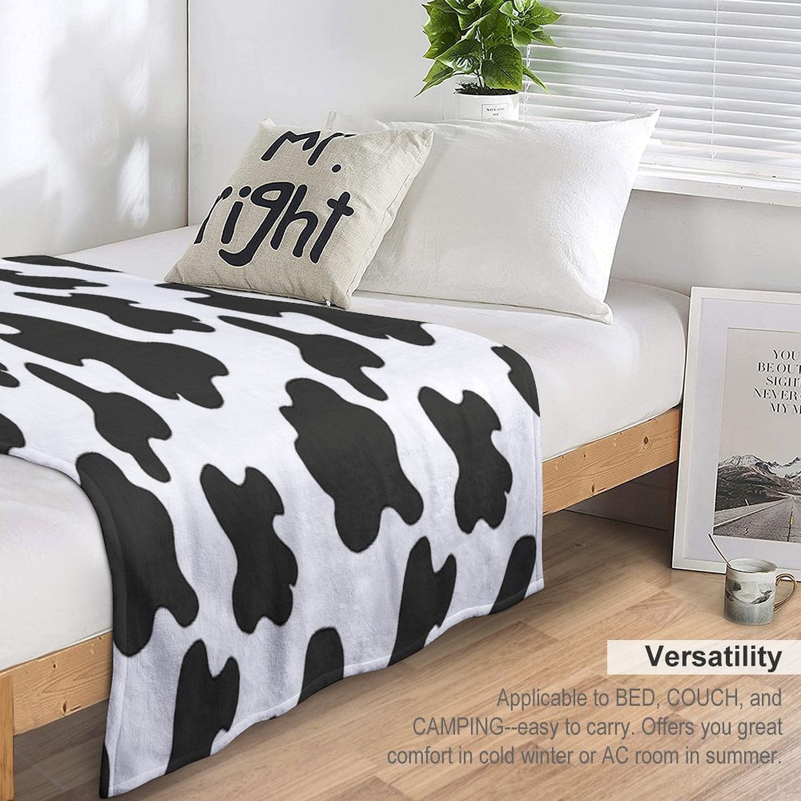 Swiss Cow Print Shrink-resistant Throw Blanket