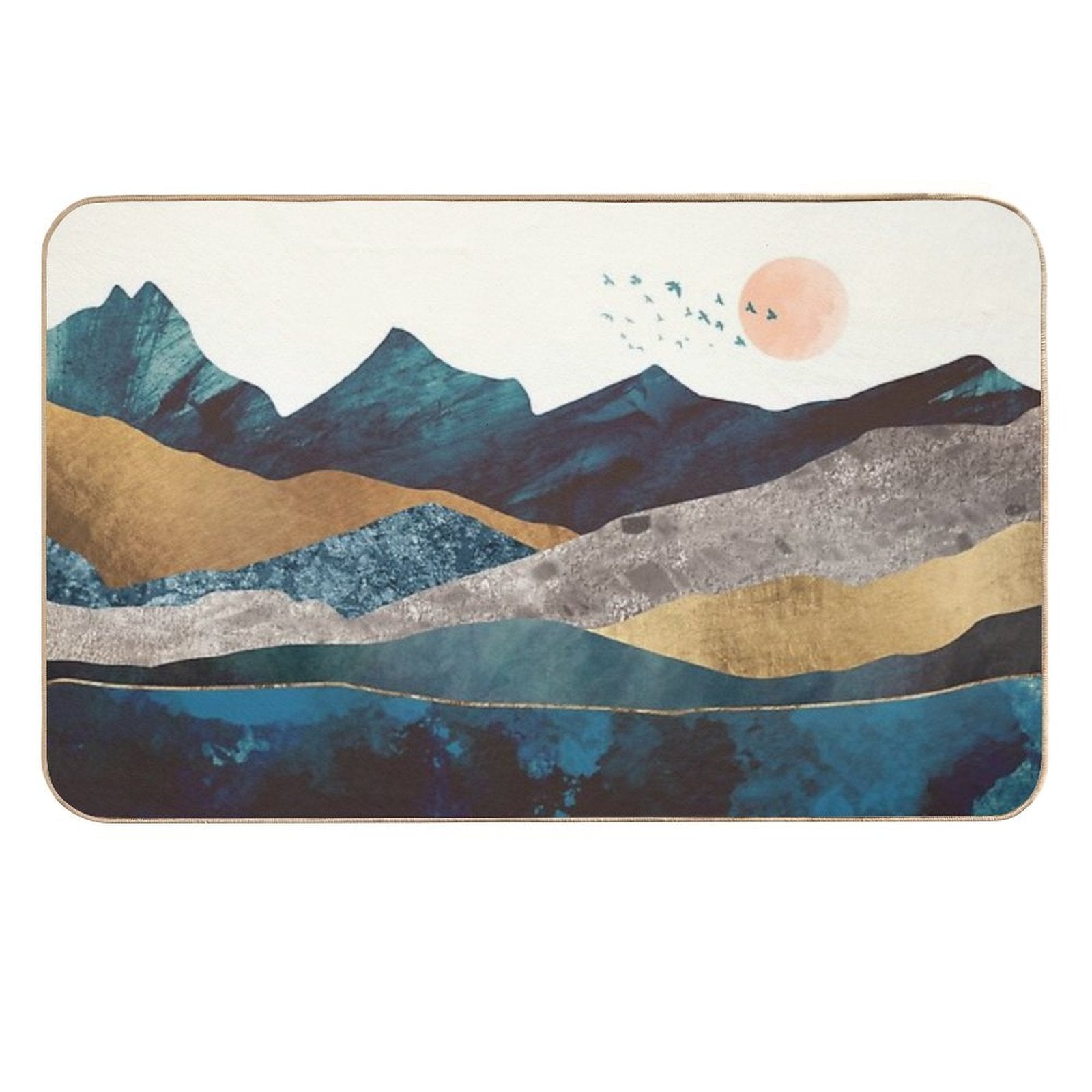 Blue Mountain Reflection  Fade-Resistant Bath Mat