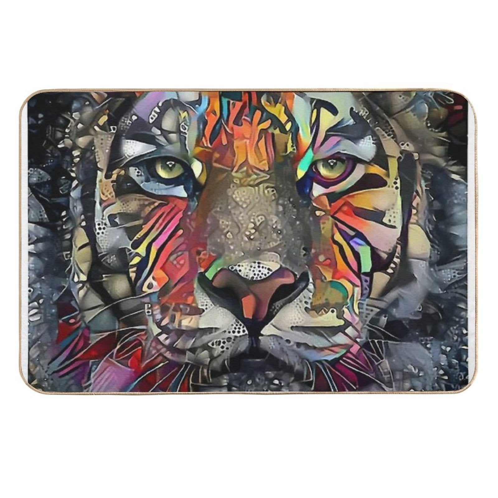 Mikka Jr, Tiger, Tigre, Lea Roche Paintings  Rapid-Drying Bath Mat