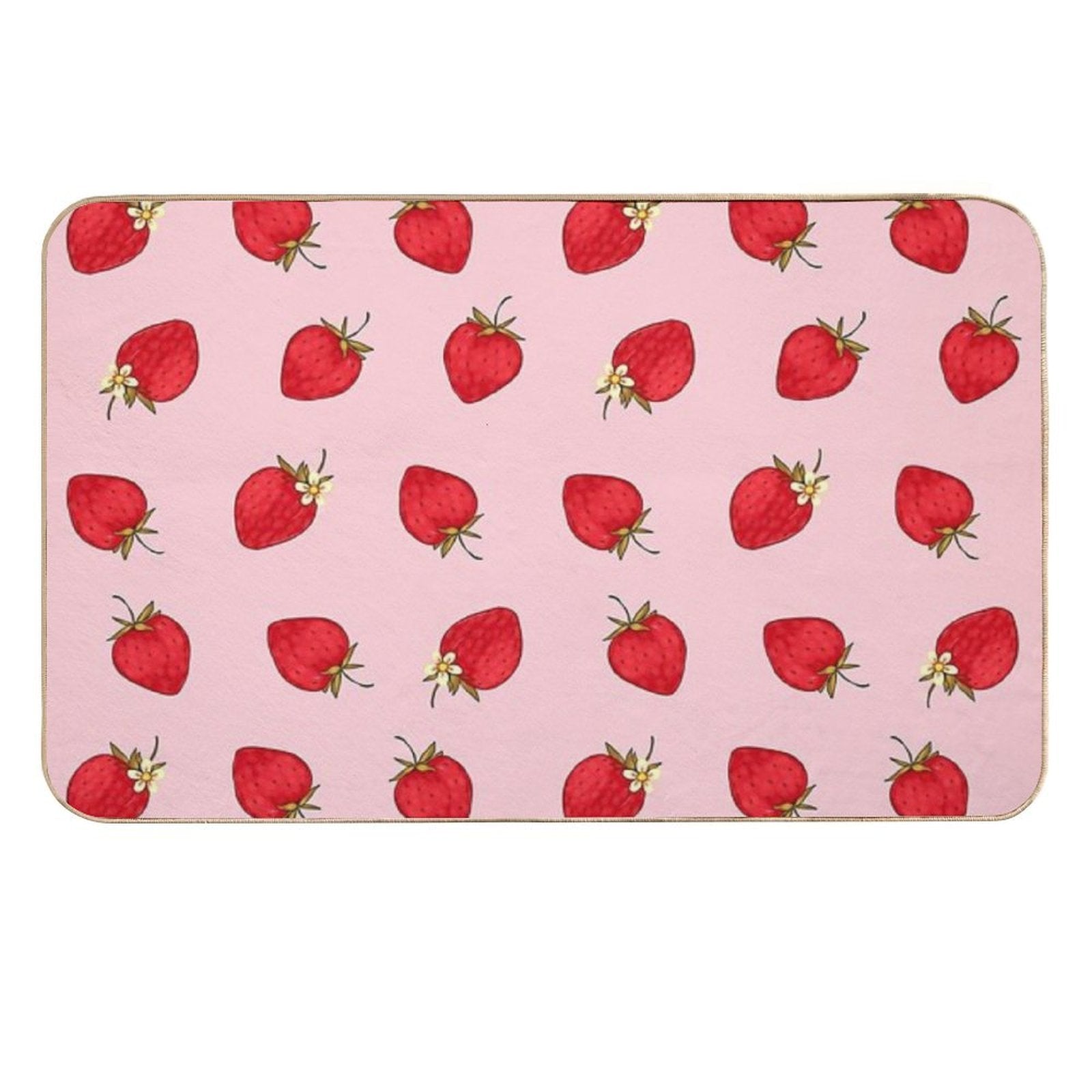 Cute Strawberries Pattern Red Pink Pastel Aesthetic  Easy Maintenance Bath Mat