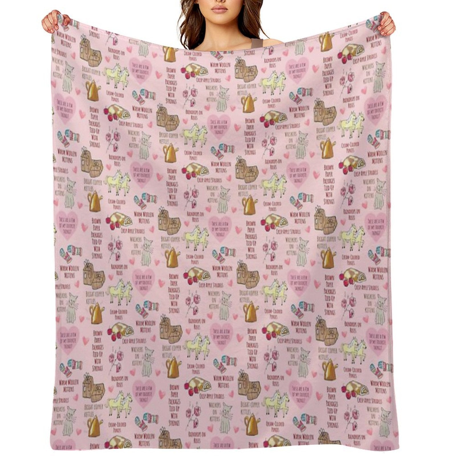 My Favorite Things Cute Pink Valentine's Day Pattern Quick-dry Throw Blanket