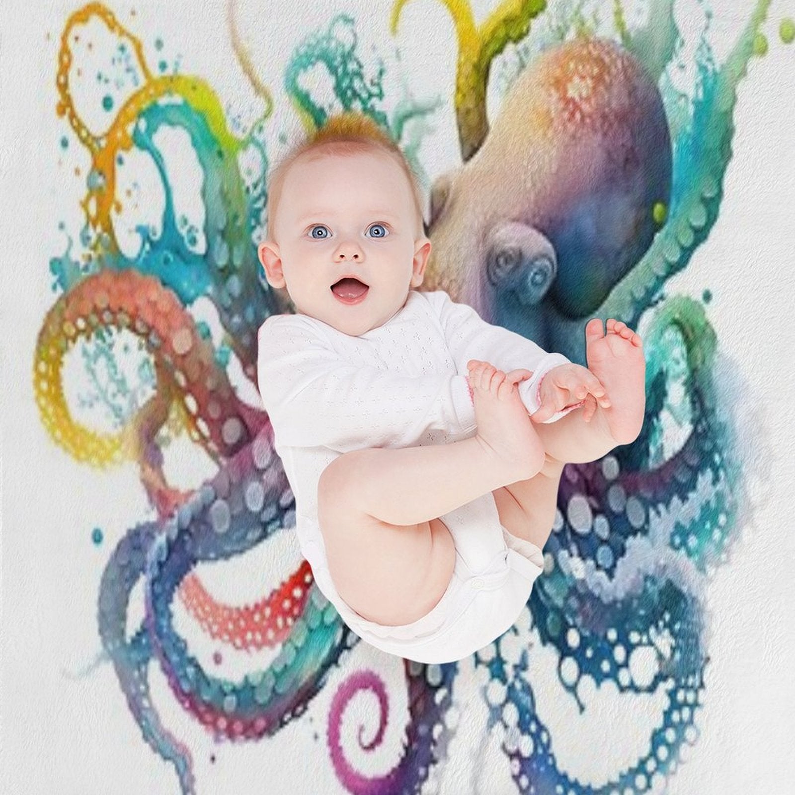 Colorful Octopus Easy Care Throw Blanket