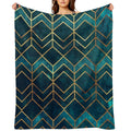 Deep Teal And Gold Arrows Pattern All-season Throw Blanket