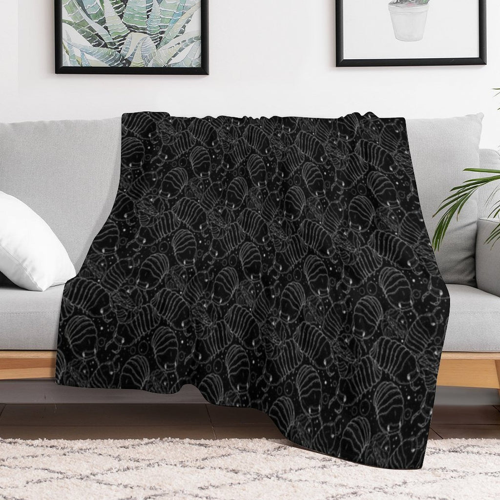 Monochrome Isopods 2 Sustainable Throw Blanket