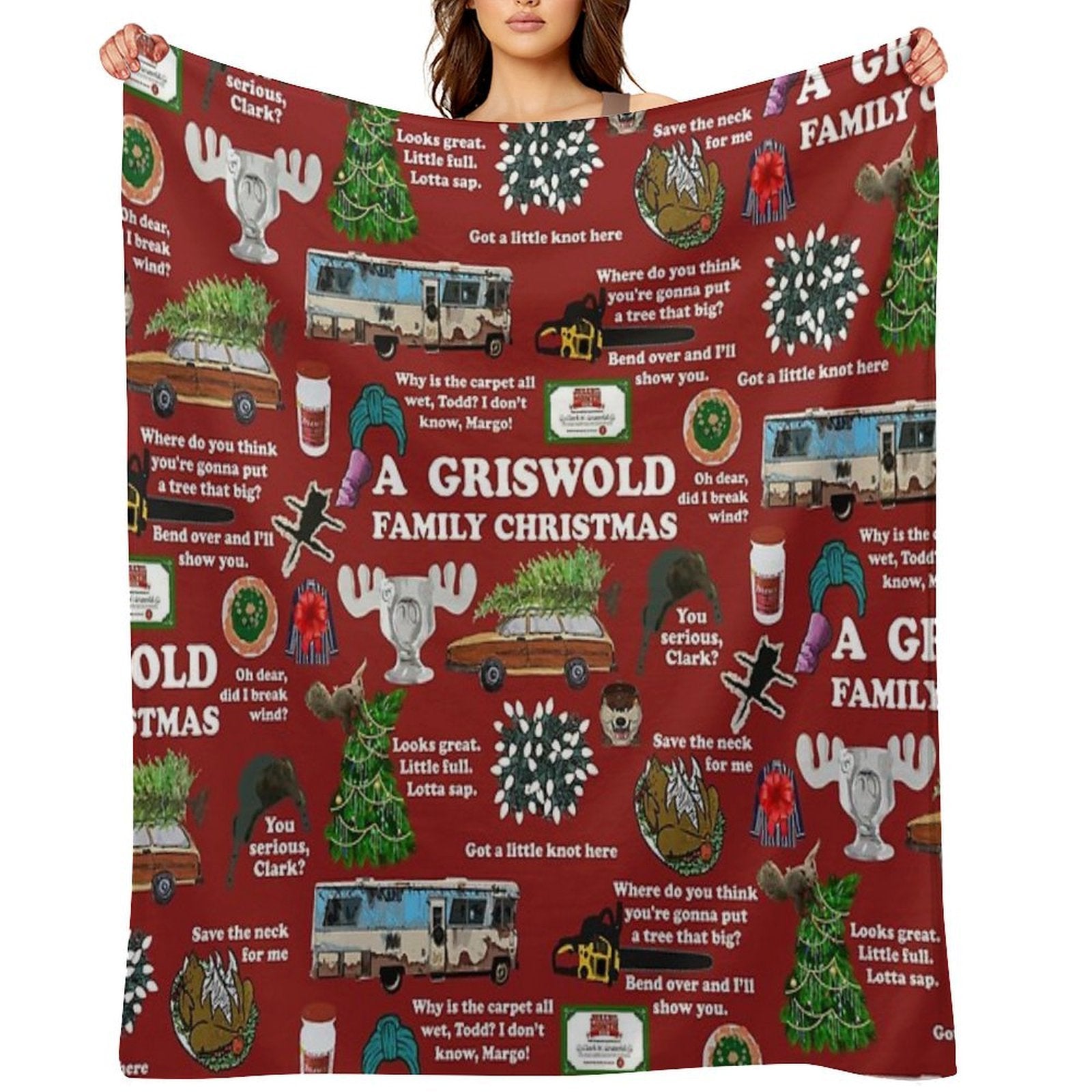 Christmas Vacation Collage Travel-friendly Throw Blanket