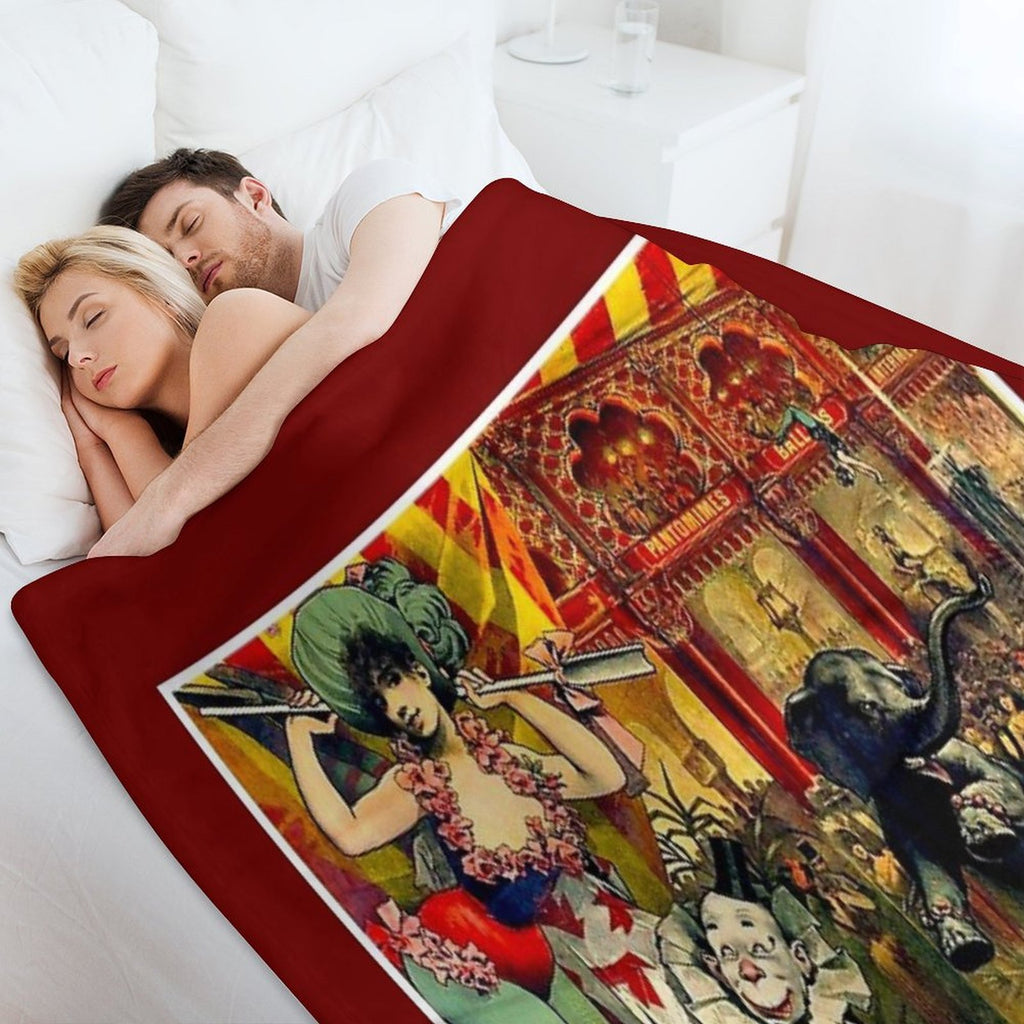 CIRCUS  Vintage 1890 Circus Advertising Print Velvety-soft Throw Blanket