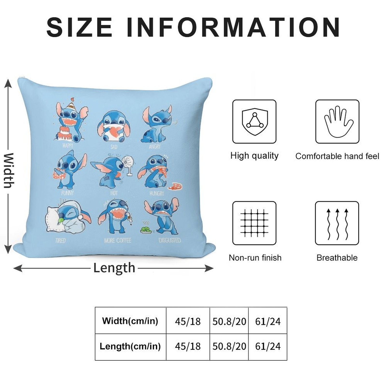 Stitch Emoticon! Soft Multiple Sizes Throw Pillow