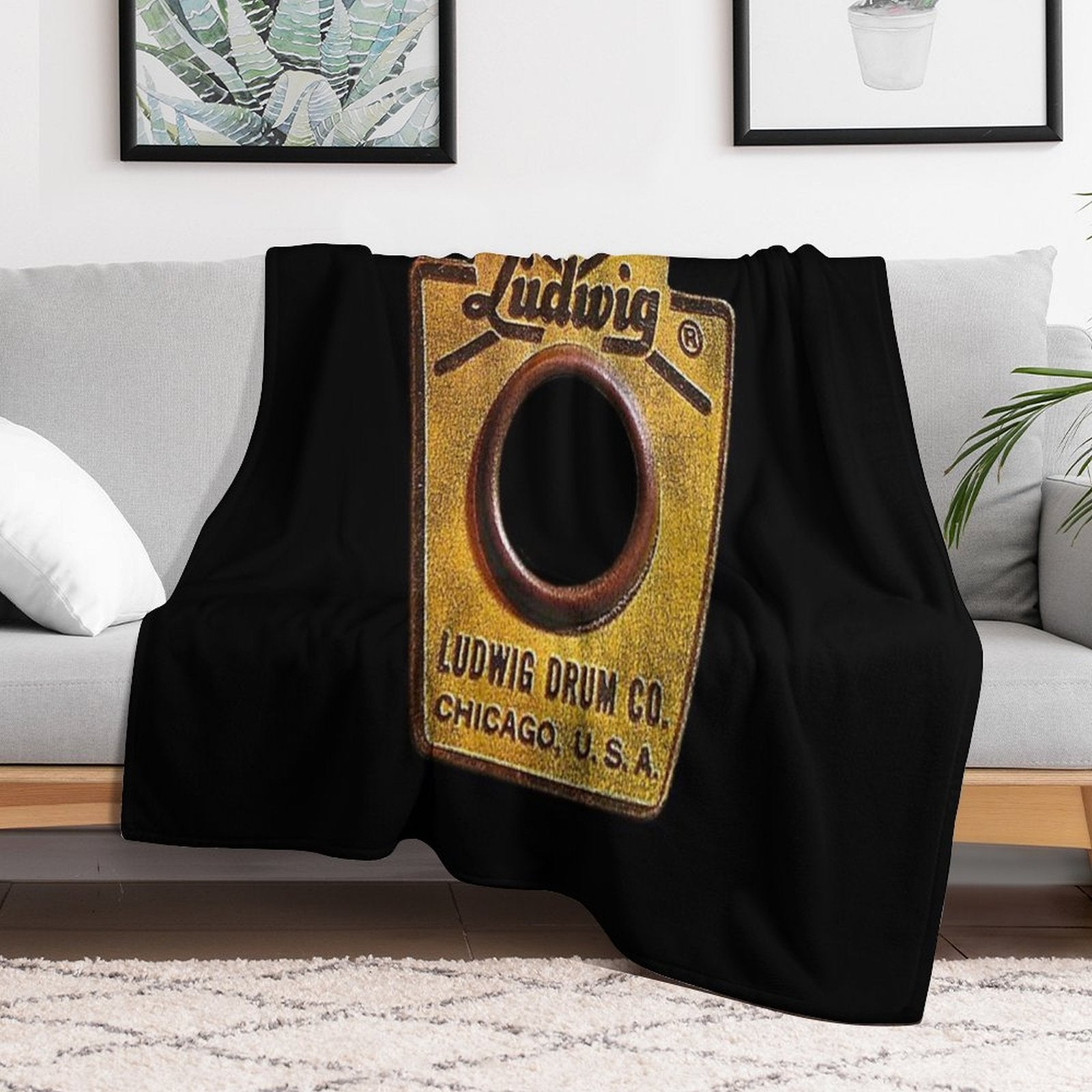 Ludwig Badge Worn Plush Throw Blanket