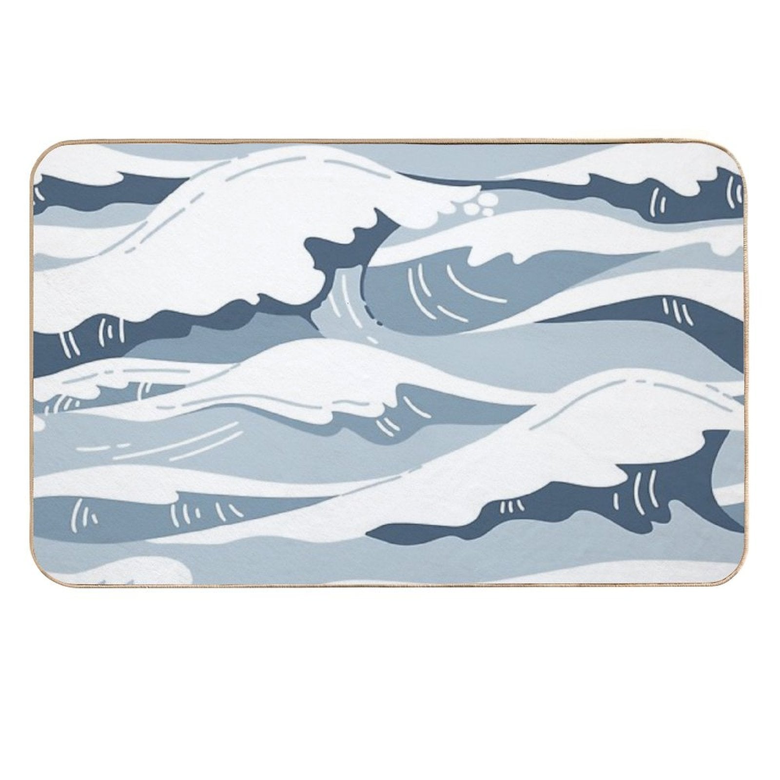 Light Blue Japanese Waves  Multi-Purpose Bath Mat