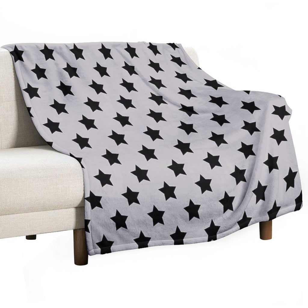 Black Stars Grey Background Pattern Design Wrinkle-free Throw Blanket