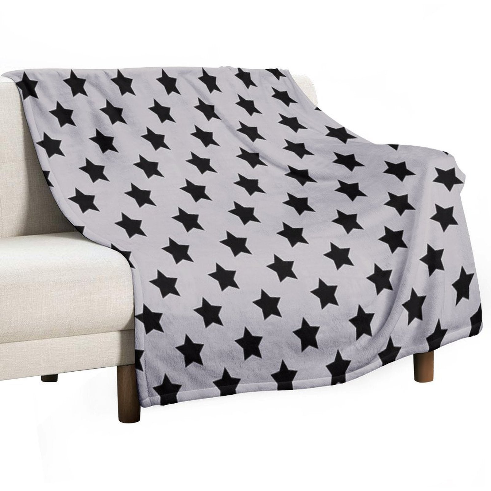 Black Stars Grey Background Pattern Design Wrinkle-free Throw Blanket