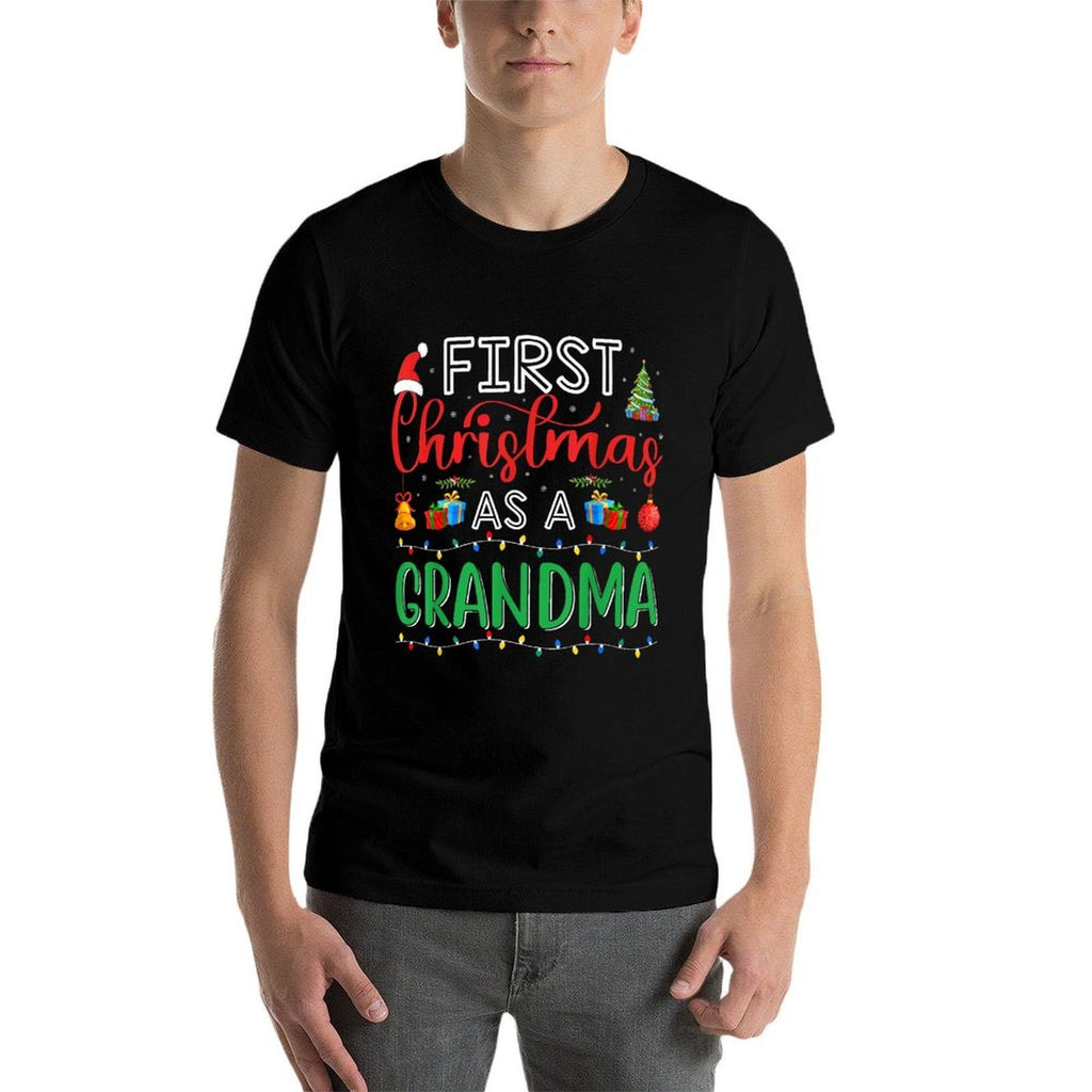 First Christmas As A Grandma Matching Christmas New Grandma  High-quality Stitching T-Shirt