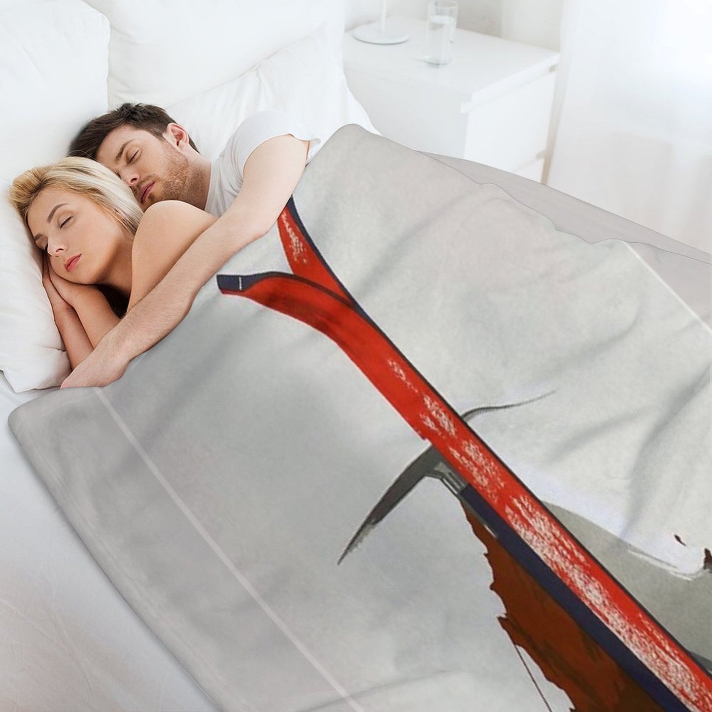French Ski And Mountain Climbing Sport And Travel Advert Travel-friendly Throw Blanket