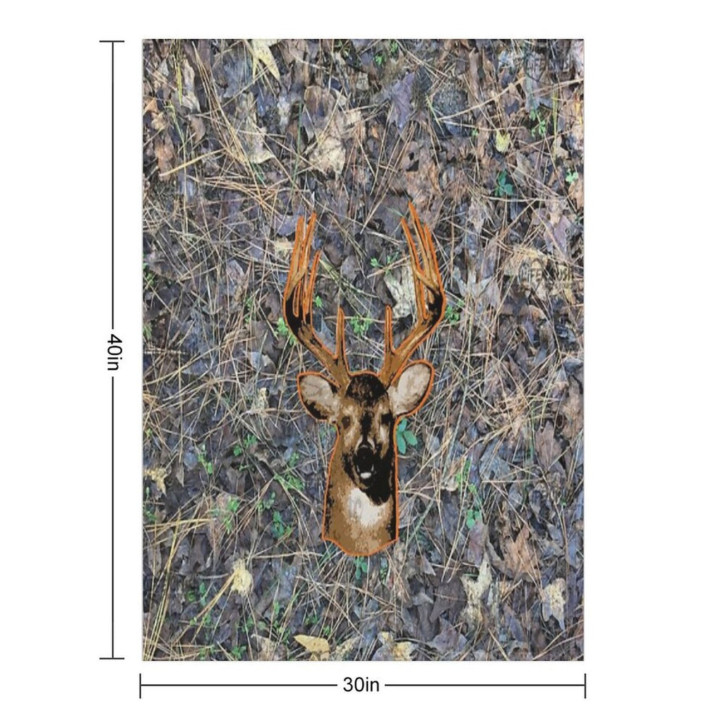 Whitetail Buck Deer And Camouflage Hunting Design Travel-friendly Throw Blanket