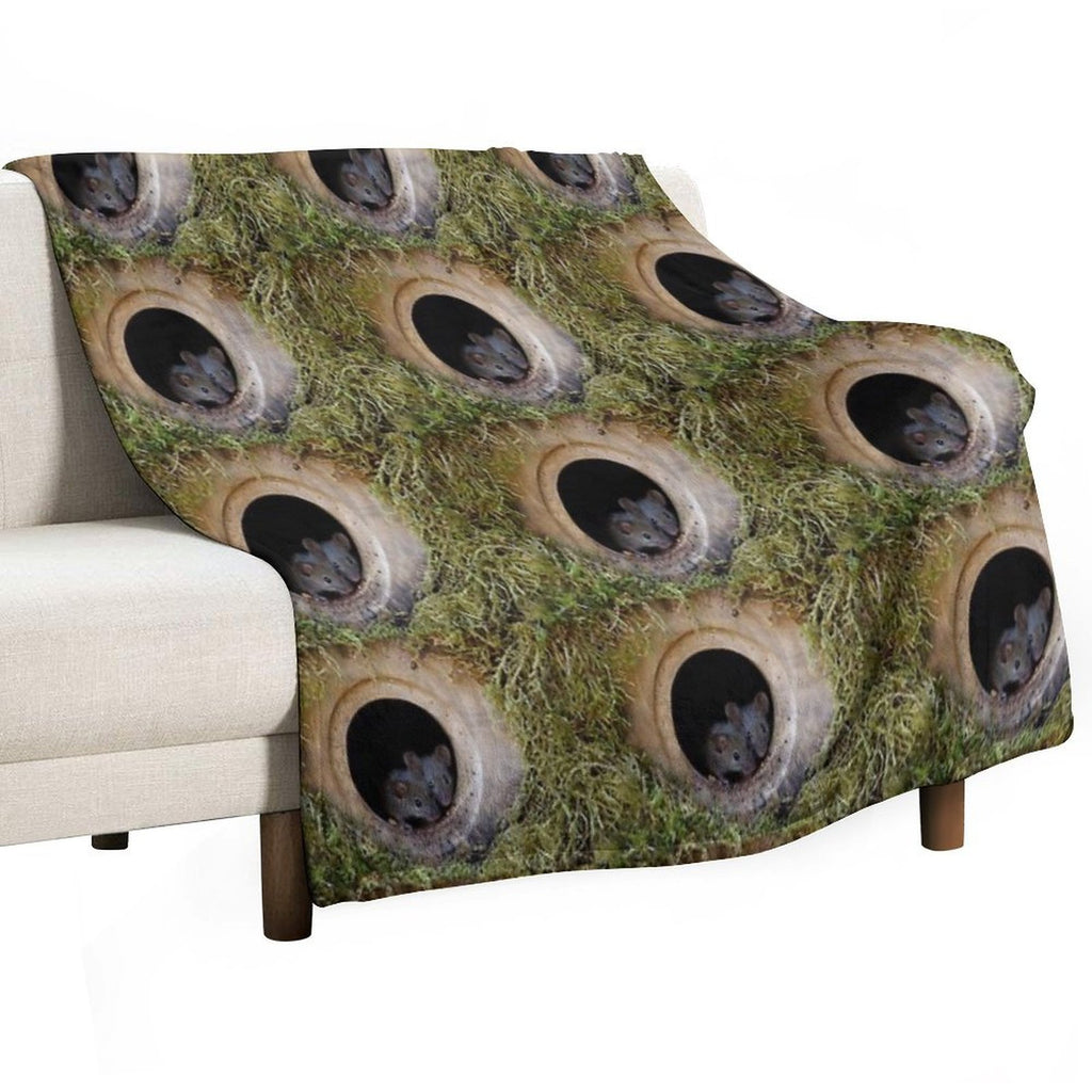 Two Baby Mice in The Log Pile All-season Throw Blanket