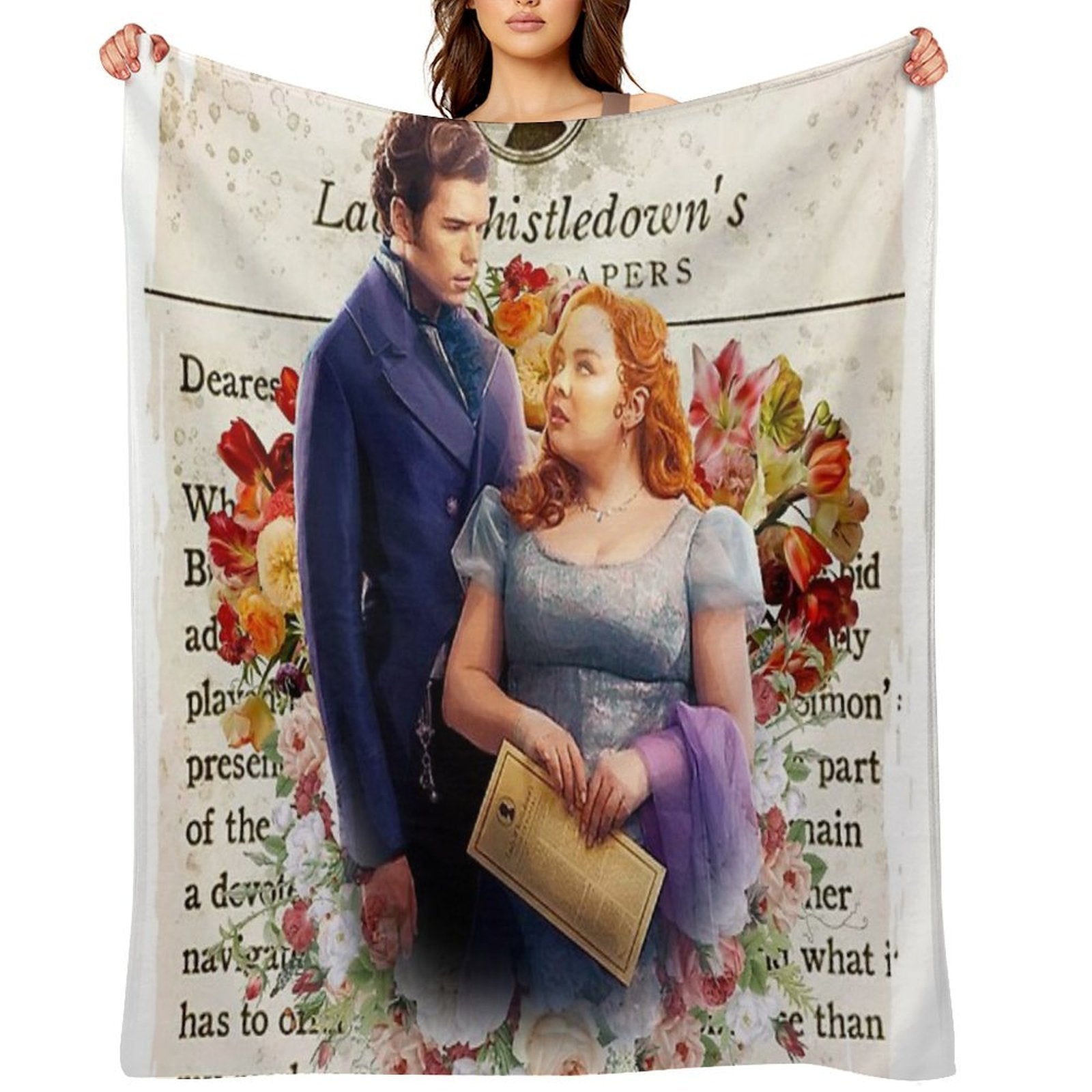 Colin Bridgerton & Penelope Featherington Lady Whistledown Society Papers Netflix Anti-pilling Throw Blanket