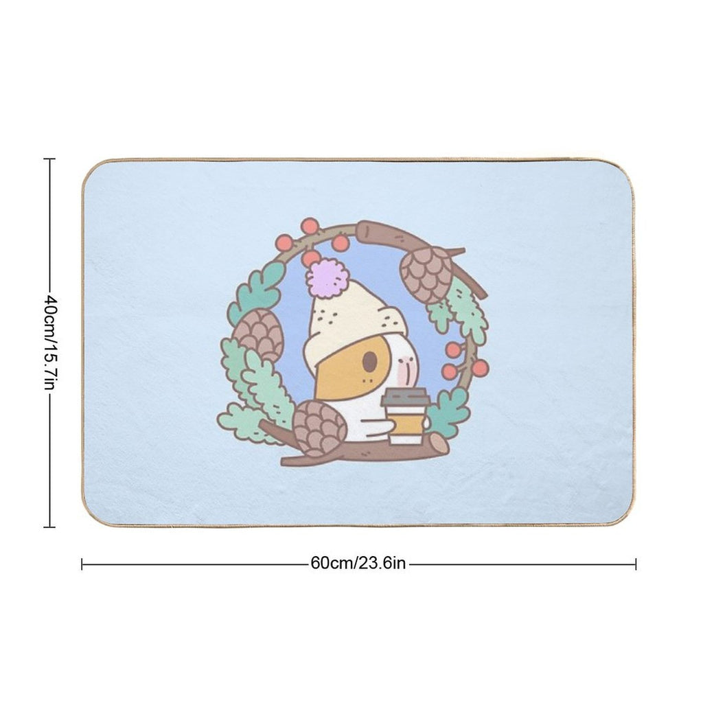 Bubu The Guinea Pig, Fall Coffee  Slip-Resistant Bath Mat