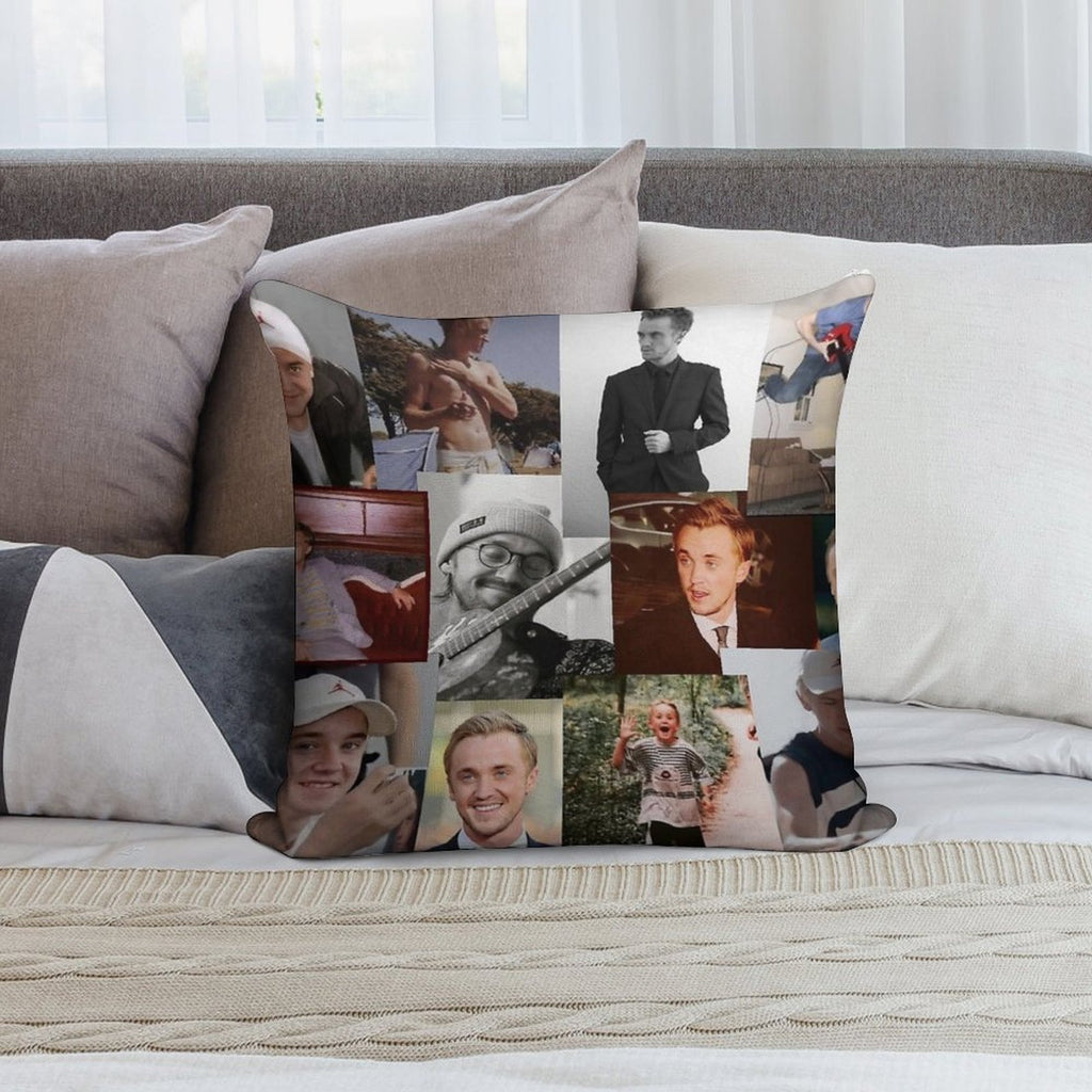 Tom Felton Collage Soft Decorative Cover Throw Pillow