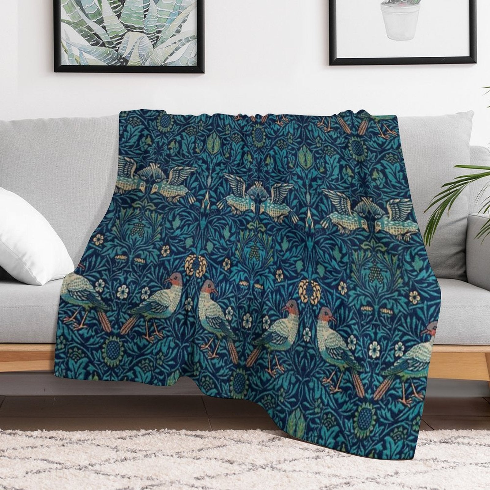 Bird by William Morris, 1878 Wrinkle-free Throw Blanket