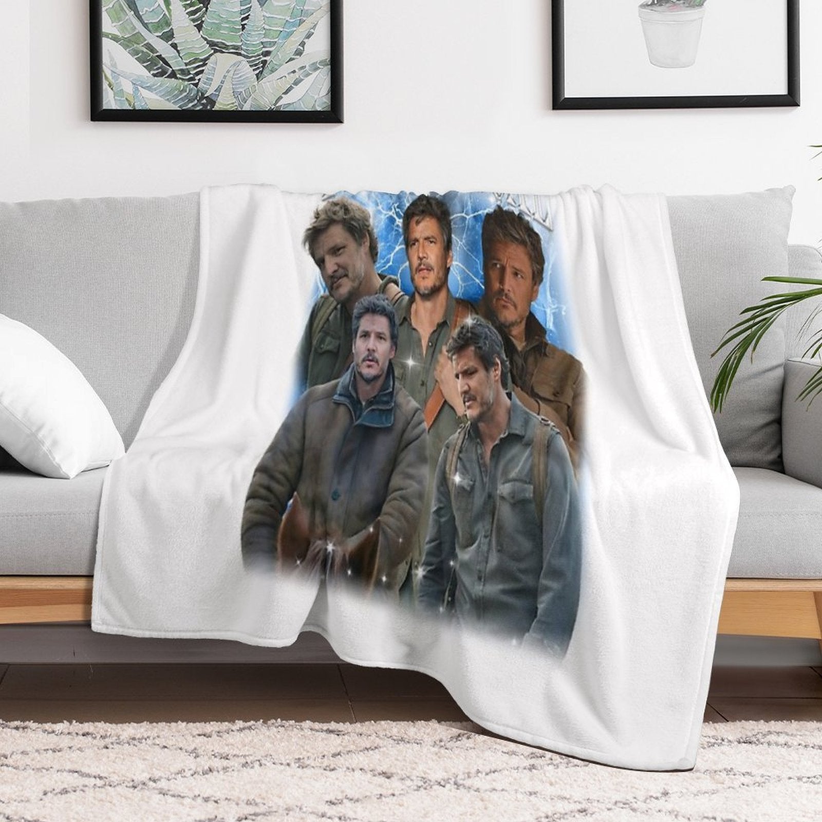 Pedro Pascal Joel Miller The Last Of Us 2 Gamer Movies Daddy Meme Fan Art Gift Lightweight Throw Blanket