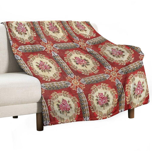 Aubusson 19th Century French Rug Print Velvety-soft Throw Blanket