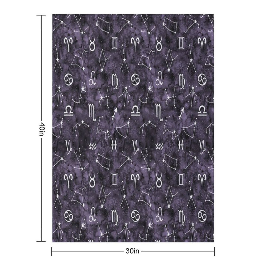 Zodiac Sky in Black Quick-dry Throw Blanket