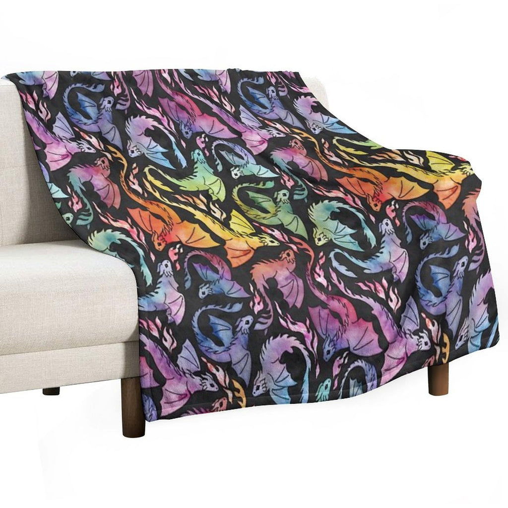 Dragon Fire Dark Rainbow Versatility Throw Blanket