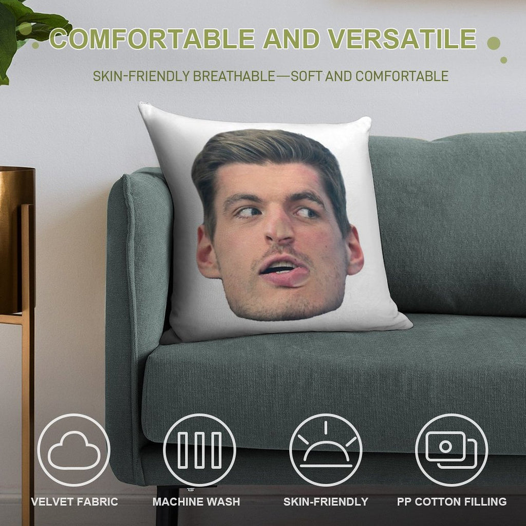 Max Verstappen Face Soft Shrink-Resistant Throw Pillow